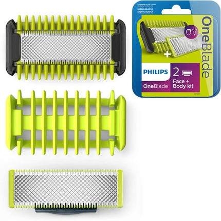 Trimmer Philips OneBlade, verde, set față și corp