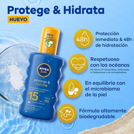 Spray protectie solara, Nivea Sun, SPF 15, albastru