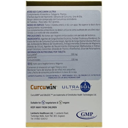Supliment alimentar, Lamberts, Curcumin Ultra, 60 tablete