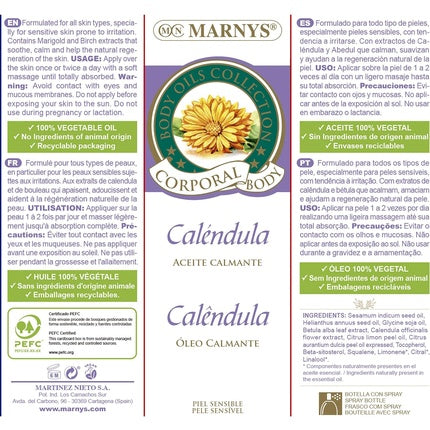 Ulei Corporal Marnys, Calendula, 50ml, flacon albastru