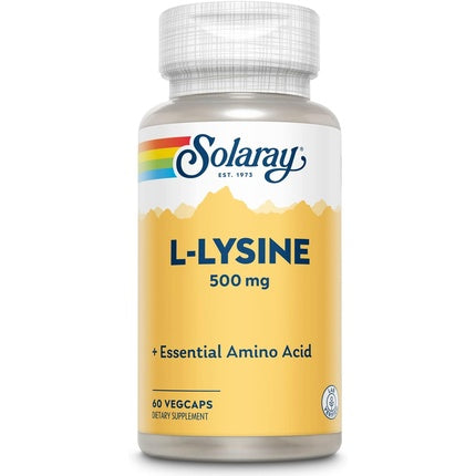Aminoacid Solaray L-Lysine 500mg, 60 capsule vegetale, galben