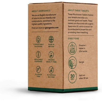 Tablete apă de gură, Georganics, Spearmint, 180 comprimate