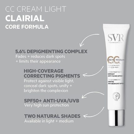 Crema corectoare fata, SVR Clairial CC, SPF50+, 40ml