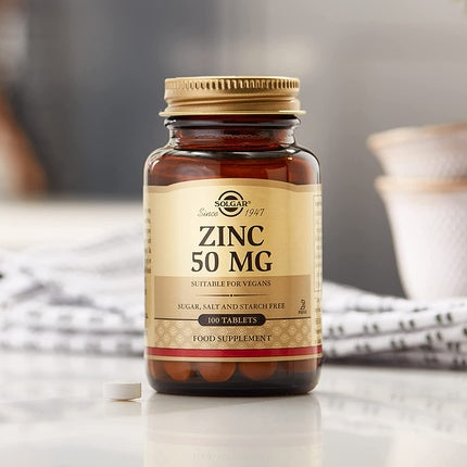 Tablete Zinc, Solgar, 50mg, 100 bucăți