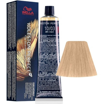 Vopsea de par, Wella, Koleston Perfect ME+ 10/03, Blond Natural Auriu Deschis, 60ml