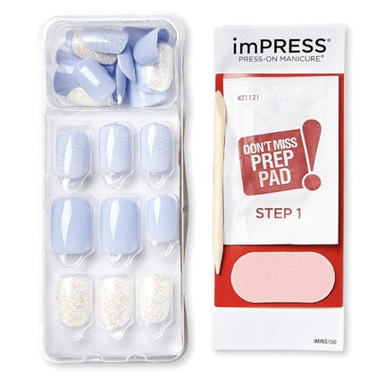 Unghii Autocolante Kiss ImPress, Lavandă/Strălucitor, Lungime Scurtă