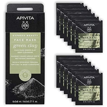 Masca de fata, Apivita, Green Clay, 8ml, Pack de 2
