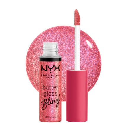 Lip Gloss, NYX, Butter Gloss Bling, roz sclipitor