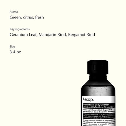 Gel de duș Aesop Geranium Leaf, 100ml, ambalaj maro