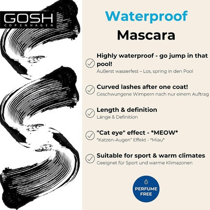 Mascara Gosh Catchy Eyes Waterproof, 001 Negru