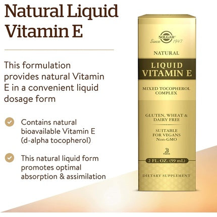 Vitamina E lichid, Solgar, 59.2 ml, vegan