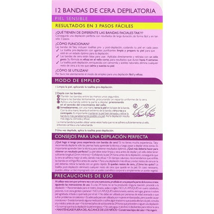 Benzi Depilatoare, Taky, 12 buc, Față, Alb