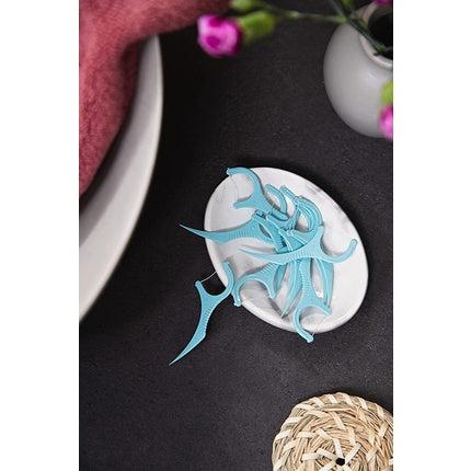 Ață dentară, Jordan, cu suport și curățător limbă, albastru/alb