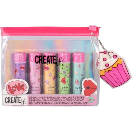 Balsam de buze, Create It!, multicolor, set 5 buc
