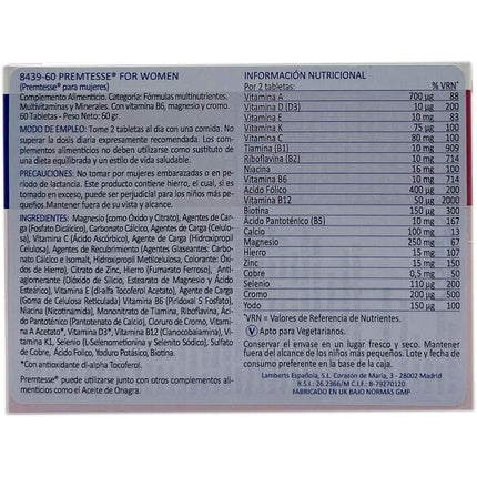 Supliment nutritiv, Lamberts, Premtesse, 60 comprimate