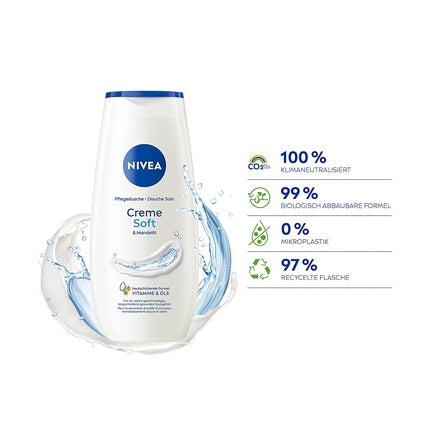 Gel de duș, Nivea, Creme Soft, alb, 250ml