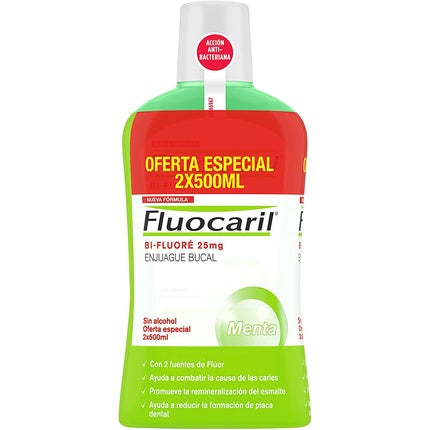 Apă de gură, Fluocaril, Bi-Fluore, verde, set 2x500ml