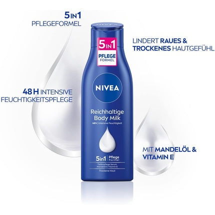 Loțiune de corp, Nivea, Rich Body Milk, albastru 250ml