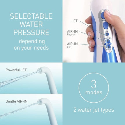 Irigator bucal Panasonic EW1211W, 3 trepte presiune, albastru/alb