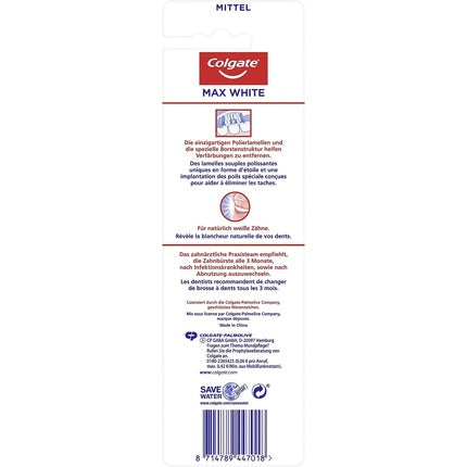 Periuță dinți, Colgate, Max White, medie, albastru, set 2 bucăți