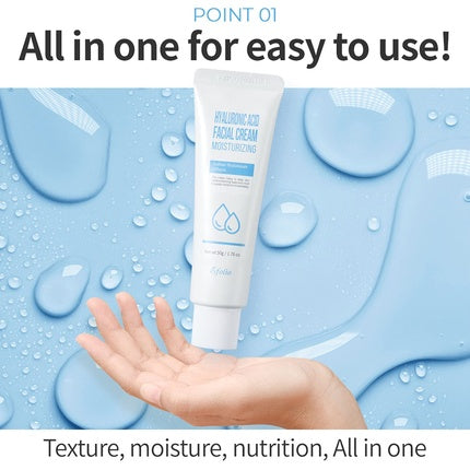 Cremă Față, Esfolio, Acid Hialuronic, Alb