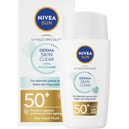 Cremă de protecție solară, Nivea, Derma Skin Clear SPF50+, 40ml