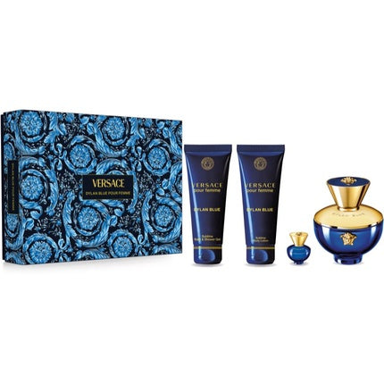 Set Cadou Parfum Versace Dylan Blue, 100 ml, Mini, Gel de Duș