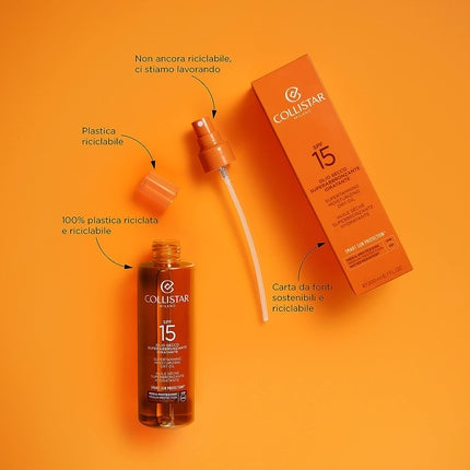 Ulei bronzant Collistar, SPF 15, 200ml, portocaliu