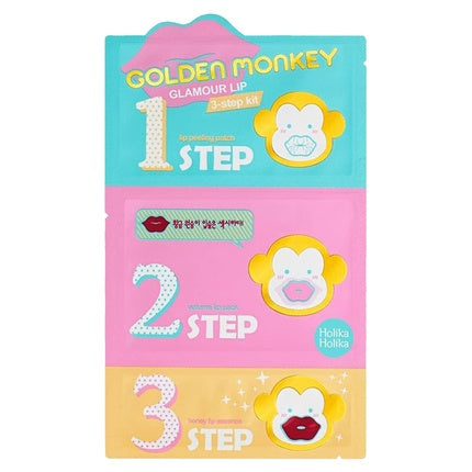 Kit buze, Holika Holika, Golden Monkey Glamour Lip, 3 pasi