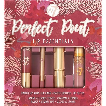 Set Glos de buze, W7, Perfect Pout, roz, pachet 4 buc