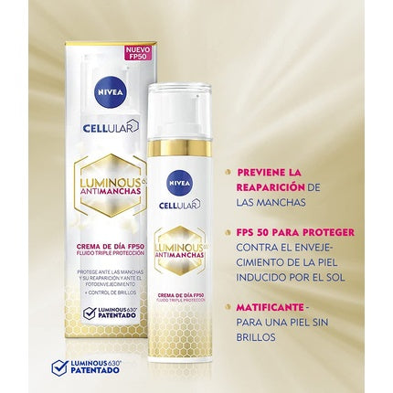 Cremă de zi, Nivea, Cellular Luminous 630, alb-auriu