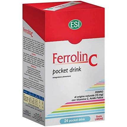 Bautura ESI Ferrolin C, cu fier si vitamina C, 24 plicuri
