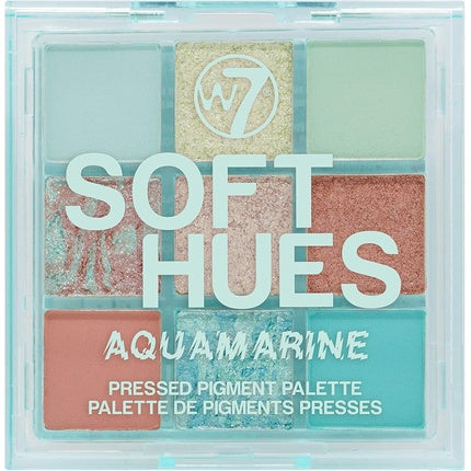 Paletă Pigment Presat, W7, Soft Hues, Aquamarine, albastru-verde