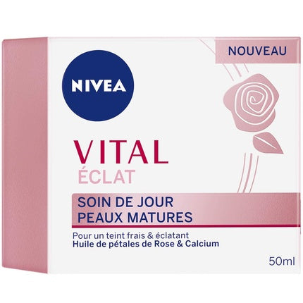 Cremă de zi, Nivea, Vital Éclat, 50 ml, alb-roz