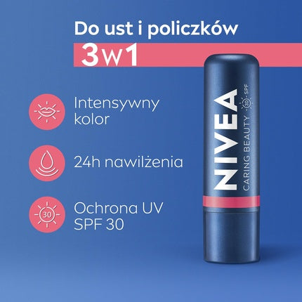 Ruj Nivea Caring Beauty 3in1 Rose 4.8g