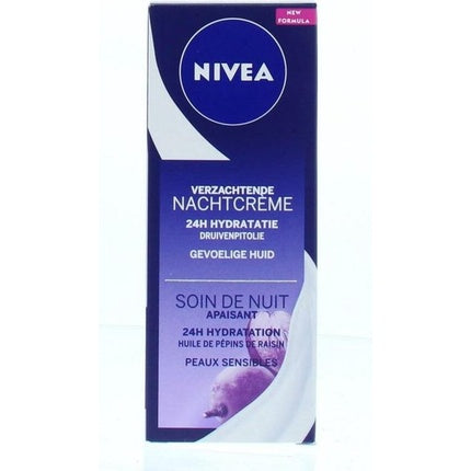 Cremă de noapte, Nivea, Essentials Sensitive, alb, 50ml