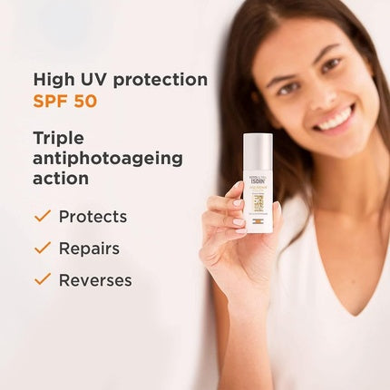Cremă protecție solară, ISDIN, FotoUltra Age Repair SPF 50, nuanțator
