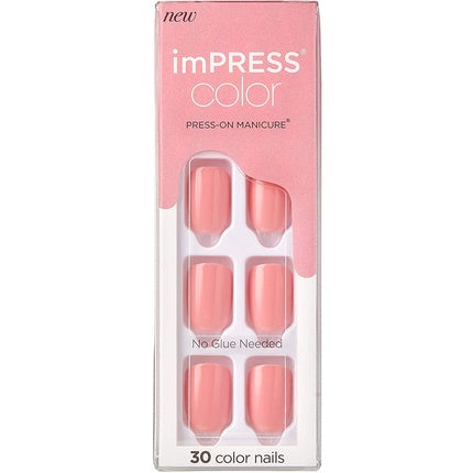 Kit unghii false, Kiss imPRESS, Pretty Pink, 30 bucati