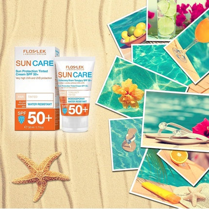 Cremă Tintedă, FlosLek, SPF 50+, rezistentă la apă