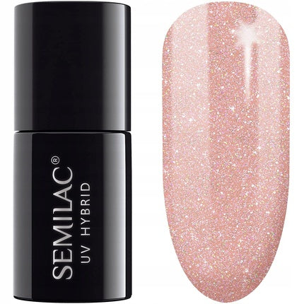 Lac de unghii Semilac, 5in1, Glitter Soft Beige, 7ml