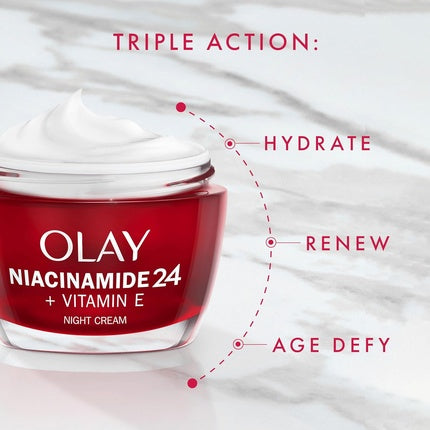 Cremă de noapte, Olay, Niacinamide 24, roșu, fără parfum
