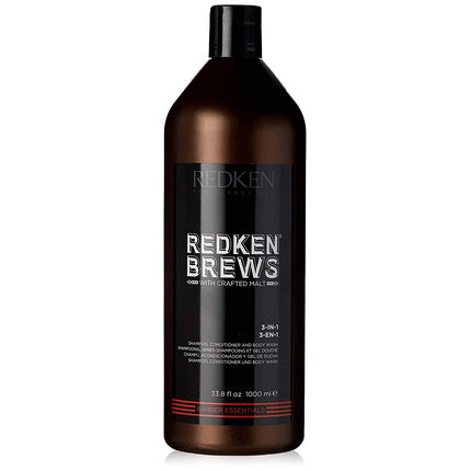 Șampon, Redken, Brews 3-In-1, maro, 1000ml