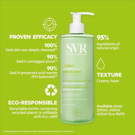 Gel de curățare față și corp, SVR Sebiaclear, piele grasă 400 ml