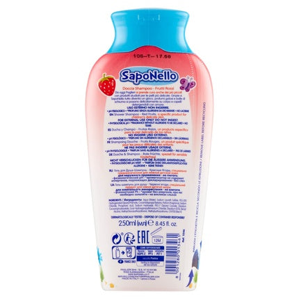 Gel de duș și șampon copii, Saponello, fructe roșii, 250ml