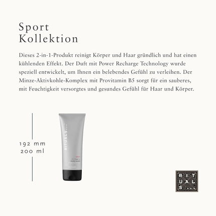 Gel de duș, Rituals, Sport 2-In-1 Hair + Body Wash, 200ml