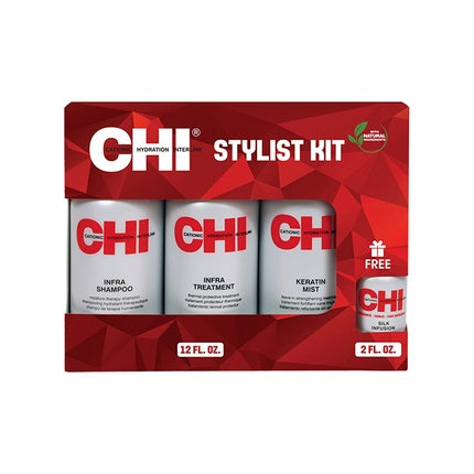 Set Îngrijire Păr Chi Stylist Kit, 4 Buc, Alb-Roșu