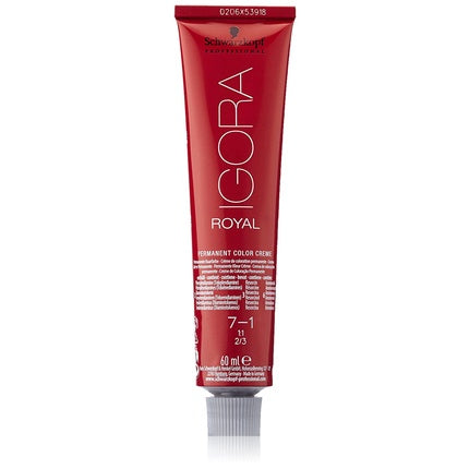 Vopsea permanentă Schwarzkopf IGORA Royal 7-1 Blond Cenușiu Mediu, 60ml
