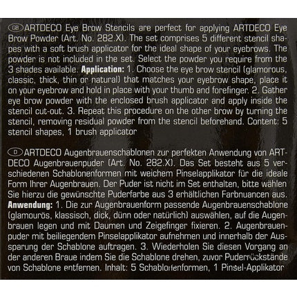 Șabloane sprâncene, Artdeco, 11g, cu aplicator perie