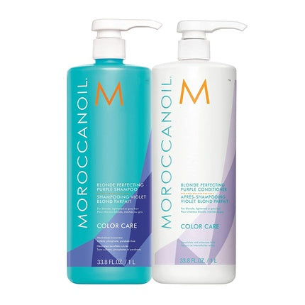 Set șampon și balsam Moroccanoil, Blonde Perfecting, 1000 ml