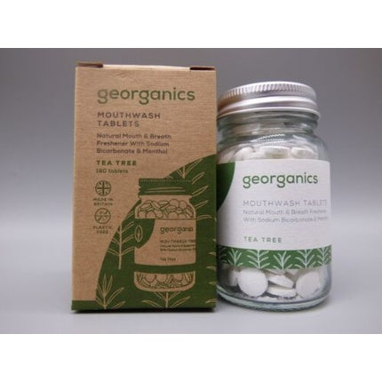 Tablete Apa de Gură, Georganics, Tea Tree, alb, 180 bucăți